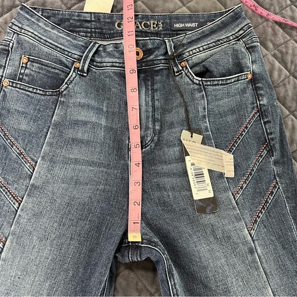 Grace in LA Flare Jeans Women's 28 Raw Hem Bell Bottom High Waist CL - Picture 7 of 11